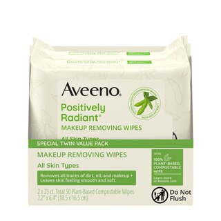 Aveeno Positively Radiant Makeup Removing Face Wipes, Twin Pack, 50CT | CVS Health
