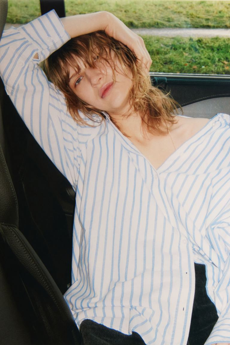 Oxford Shirt - White/blue striped - Ladies | H&M US | H&M (US + CA)
