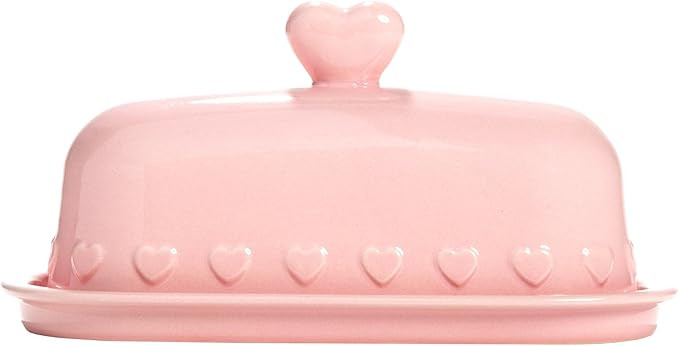 Paris Hilton Heart Knob Butter Dish, Iconic Stoneware With Heart Detailing, Microwave Safe & Dish... | Amazon (US)