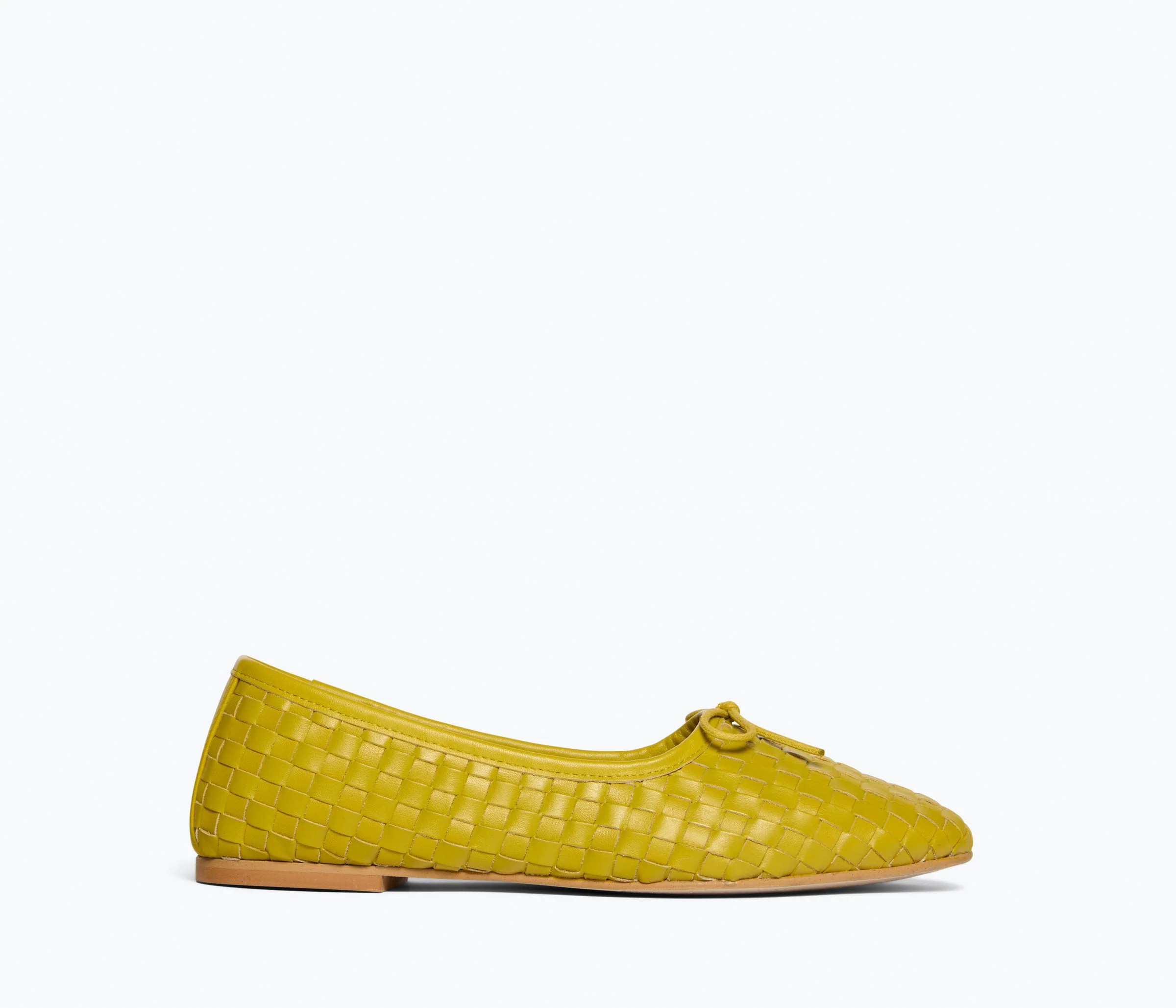 ROMA ROUND TOE BALLET FLAT - 10 / Chartreuse Closed Woven Calf | Frēda Salvador