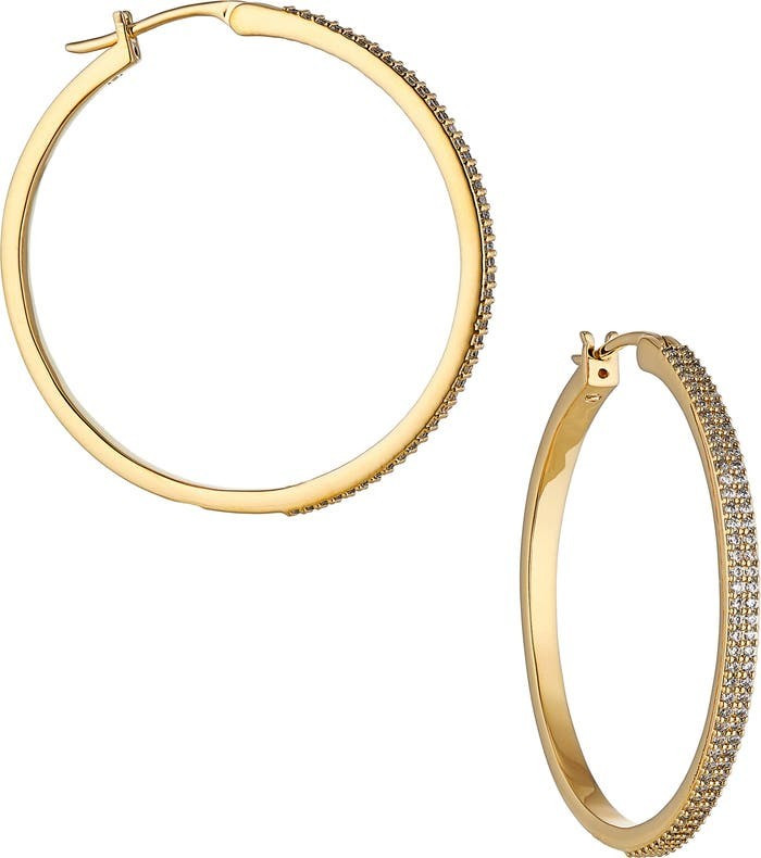 Nadri Geo Pavé Hoop Earrings Gold Earrings Fall Outfits 2022 Affordable Fashion | Nordstrom