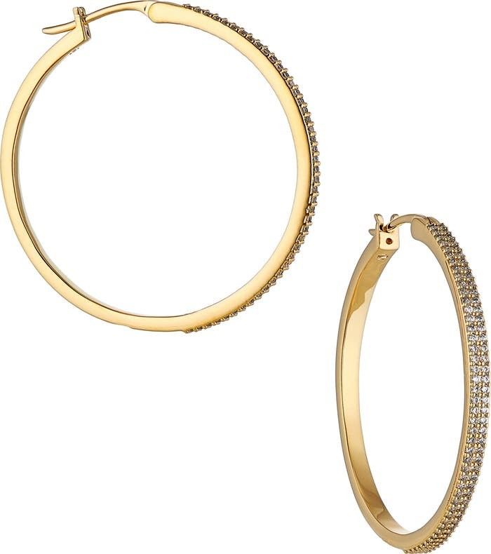 Nadri Geo Pavé Hoop Earrings Gold Earrings Fall Outfits 2022 Affordable Fashion | Nordstrom