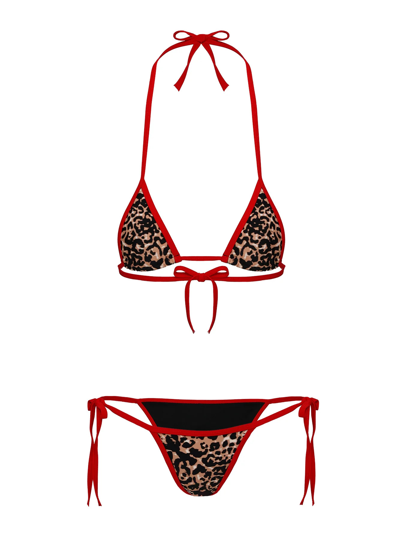 Blaylock Triangle Bikini Top Red / Leopard | Princess Polly US