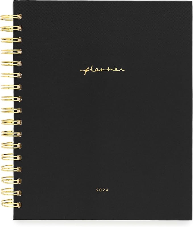 Sugar Paper Signature Spiral Planner, Black, 2024, Monthly Daily Weekly Layouts, January - Decemb... | Amazon (US)