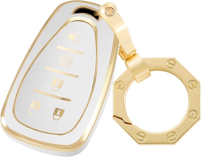 YHC for Chevrolet Key Fob Cover-Premium Key Case Shell with Gold Keychain fit Chevy Malibu Camaro... | Amazon (US)