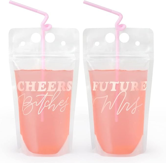 xo, Fetti Future Mrs + Cheers Drink Pouches - 16 count | Bachelorette Party Decorations Cups, Tra... | Amazon (US)