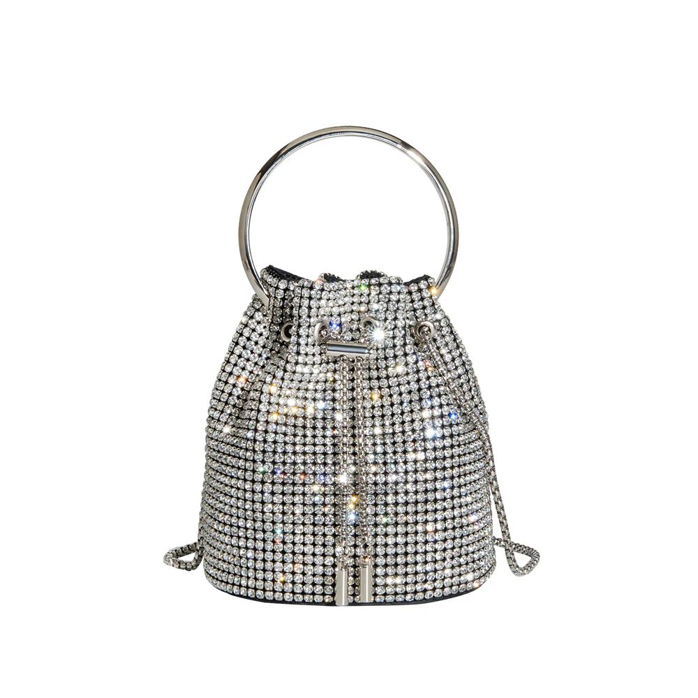 Silver Kasee Small Crystal Top Handle Bag | Melie Bianco | Melie Bianco