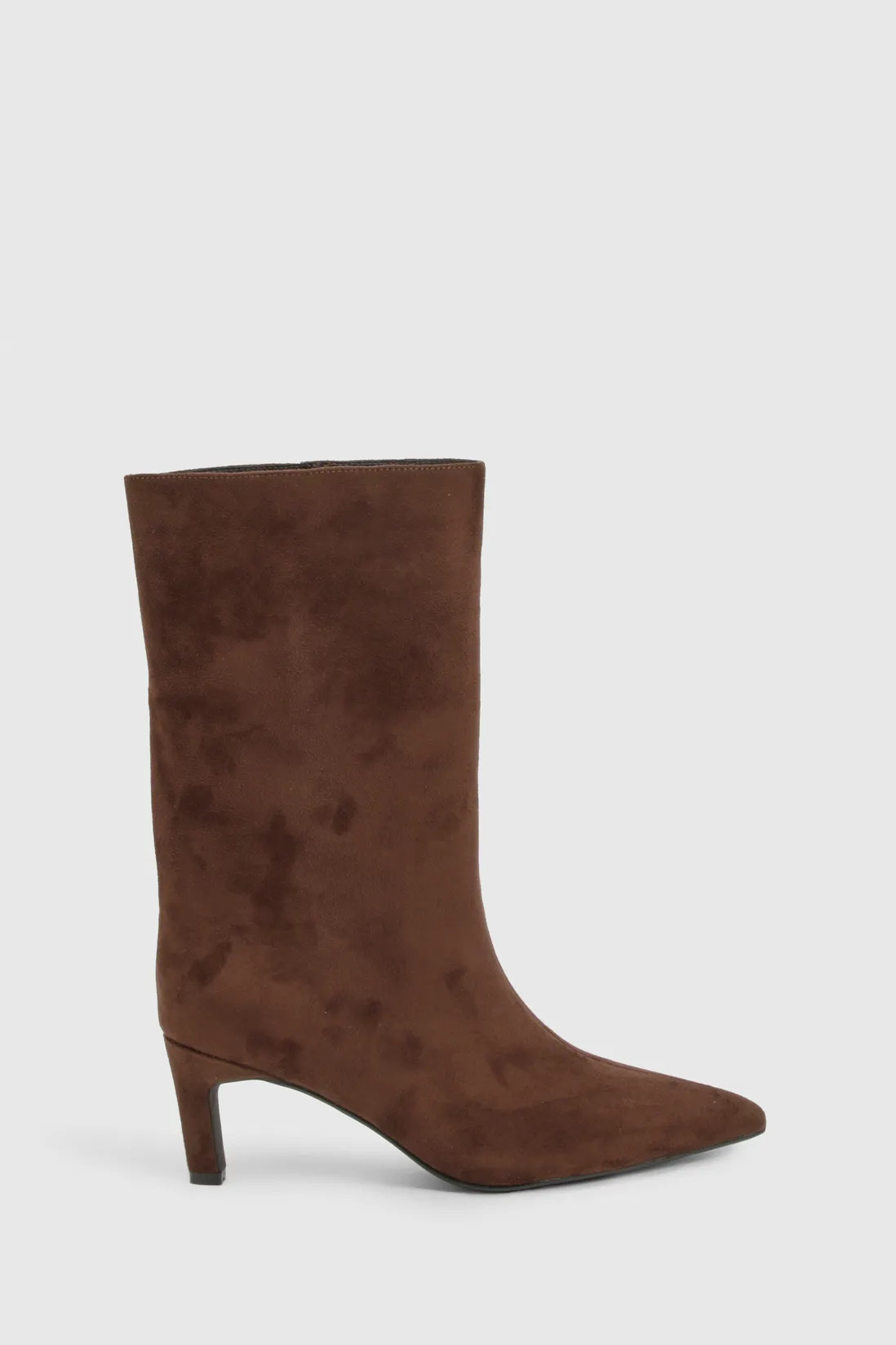 Faux Suede Calf High Mid Heel Stiletto Boots | Boohoo.com (UK & IE)