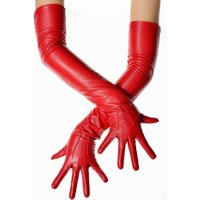 Long Red Leather Opera Gloves Vintage Pattern Button Wrist | Etsy (US)