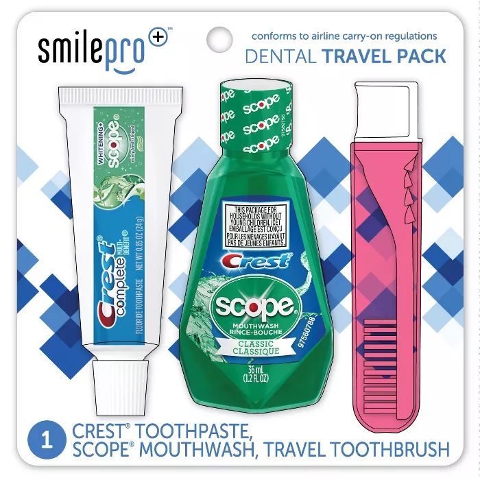 Crest Smile Pro Travel Dental Pack with Mouthwash and Toothpaste - Trial Size - 3ct | Target