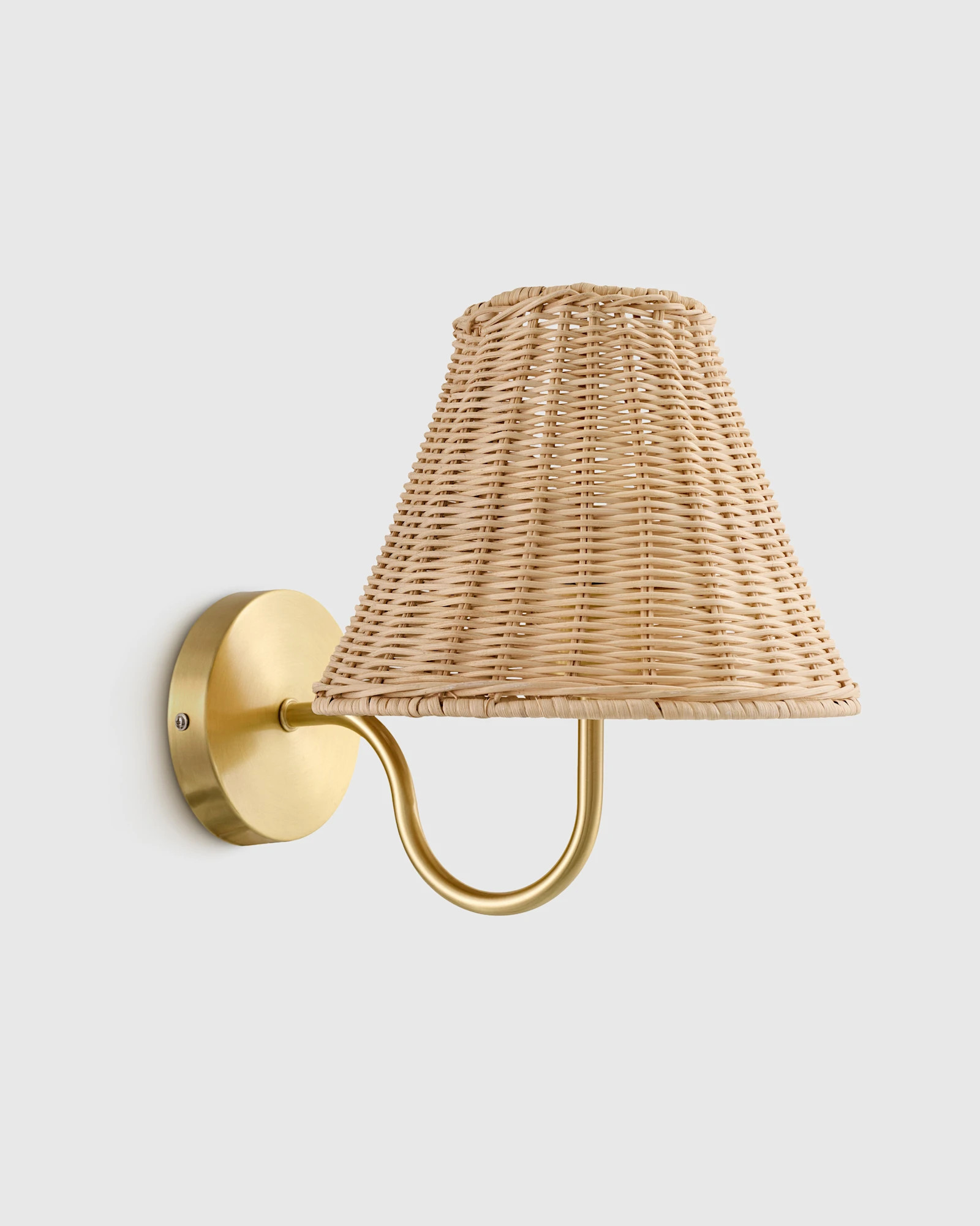 Curved Iron Sconce with Rattan Shade | Quince