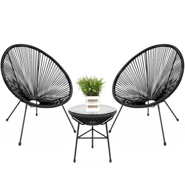 Best Choice Products 3-Piece All-Weather Patio Acapulco Bistro Furniture Set w/ Rope, Glass Top T... | Walmart (US)
