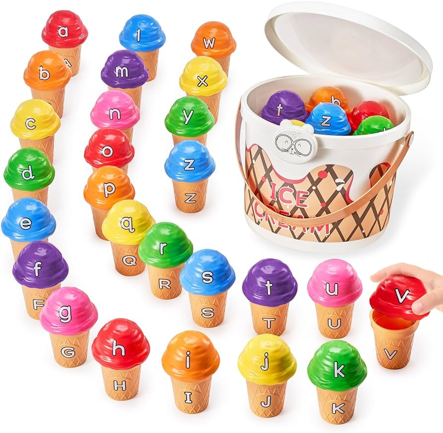 Ice Cream Preschool Learning Activities Counting and Color Sorting Set Stacking Toys for Kids 3-5... | Amazon (US)