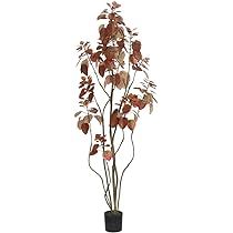 Vickerman Everyday 5' Artificial Red Potted Rogot Rurple Tree - Lifelike Home Office Decor - Faux... | Amazon (US)