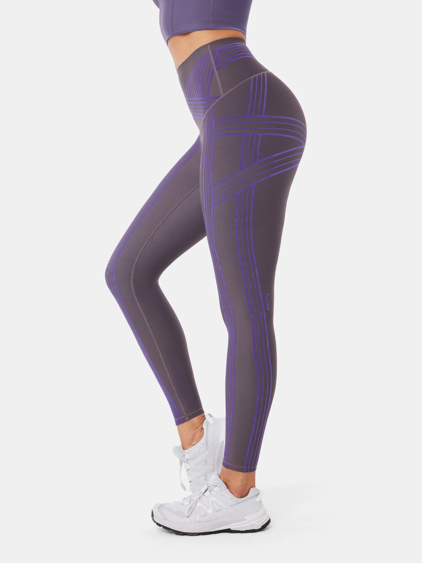 PowerBand Resistance Leggings (Reversible Wear) - Cloud Gray/Aurora Violet / 14 (3XL) | Fanka INT