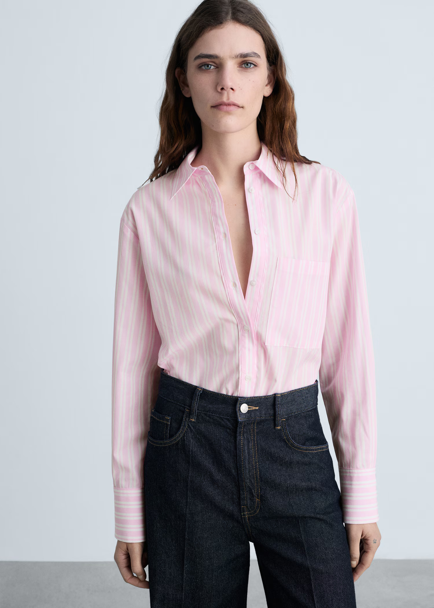 Striped straight shirt - Women | MANGO USA | Mango (US/MX/AU)
