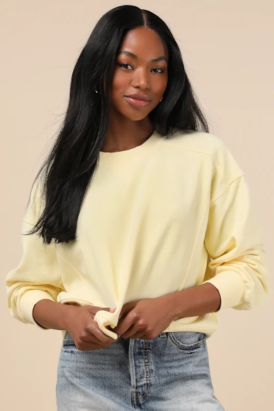 Darby Pale Yellow Pullover Sweatshirt | Lulus