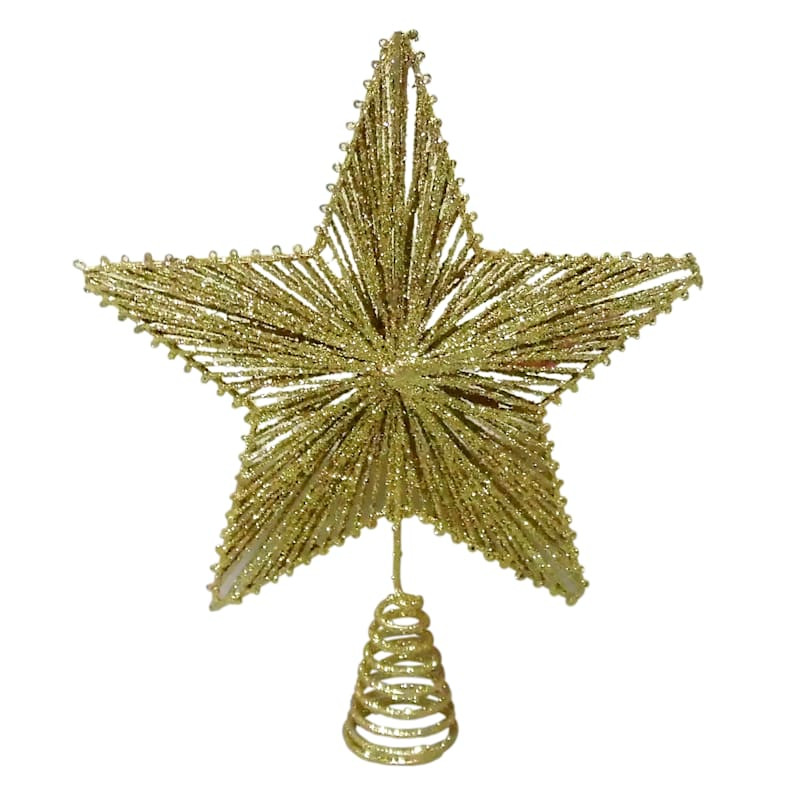 Gold Glittered Star Tree Topper, 10" | At Home