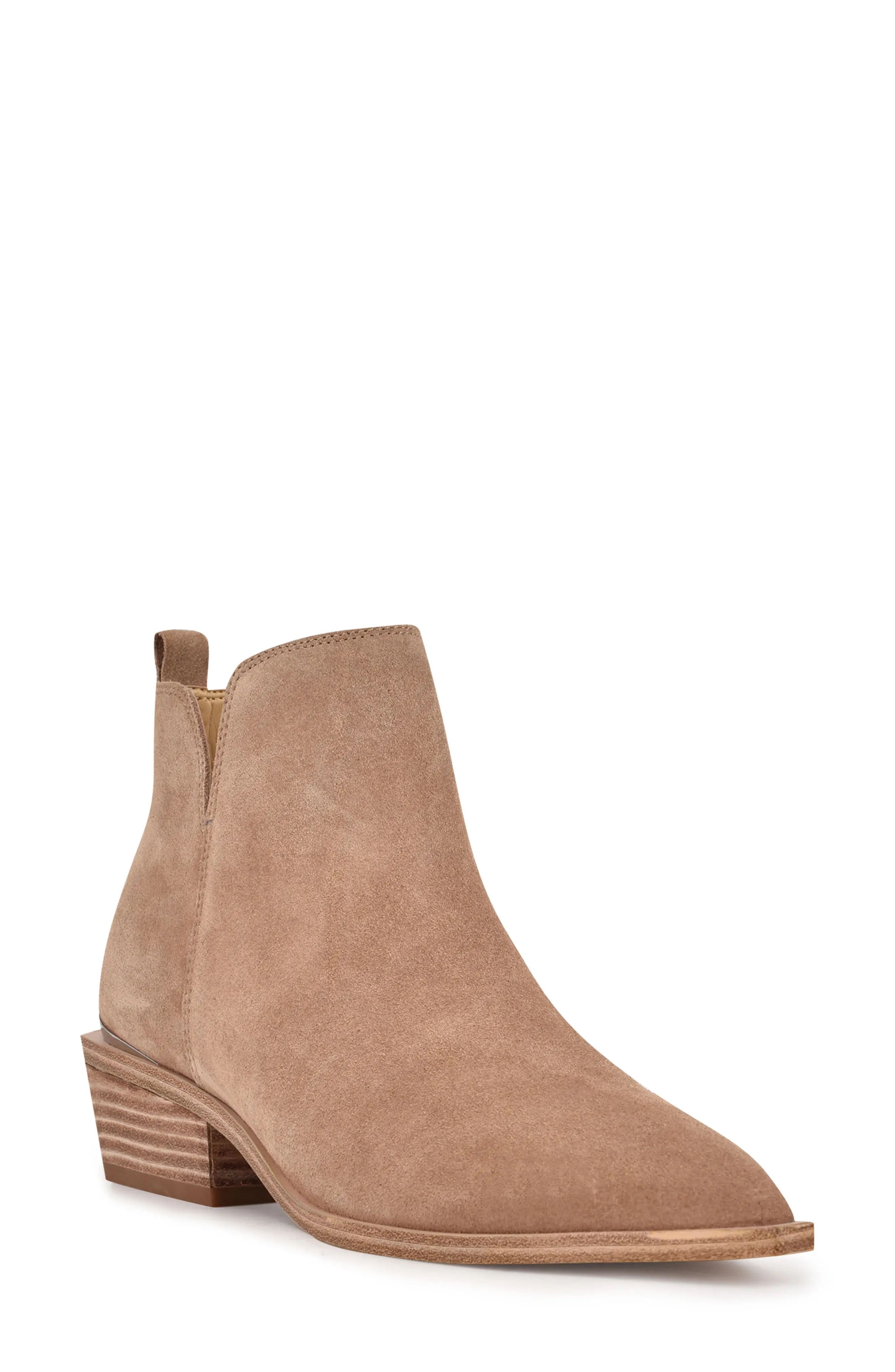 Nine West Yerly Bootie, Size 5 in Light Natural Suede at Nordstrom | Nordstrom