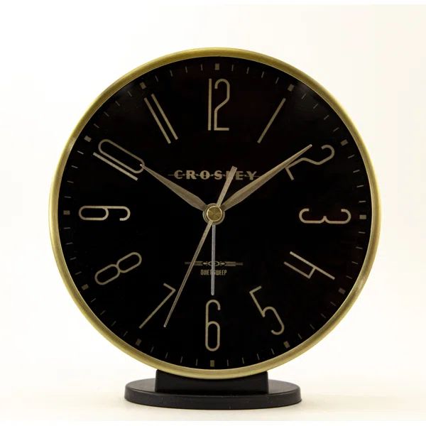 Analog Metal Quartz Tabletop Clock with Alarm in Black/Gold | Wayfair North America