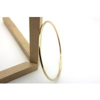 2mm Smooth Solid 14K Gold Bangle | Stacking Smooth Stacking Rose White Bracelet | Etsy (US)