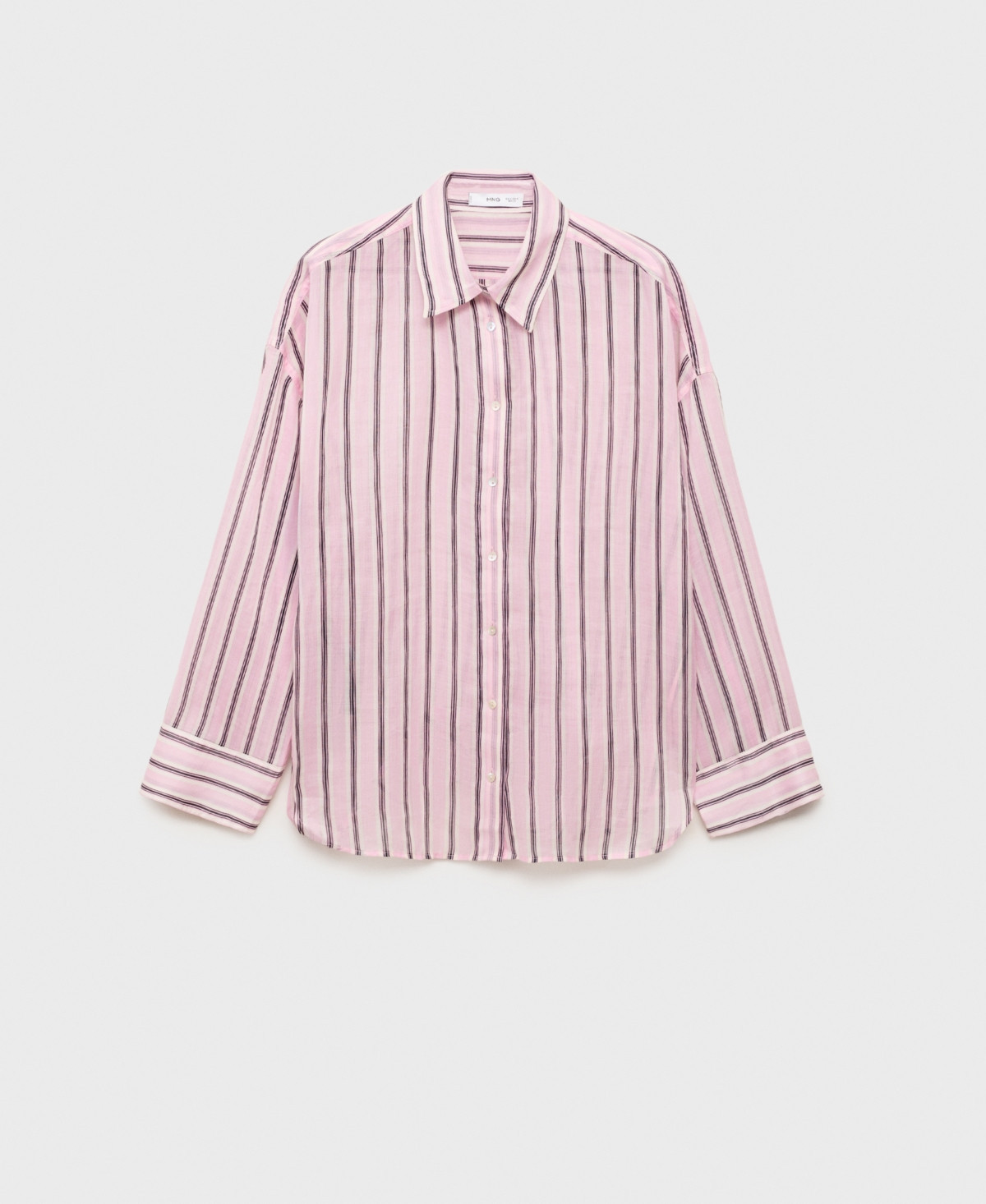 Mango Women's Striped Ramie Shirt - Light Pink | Macy's