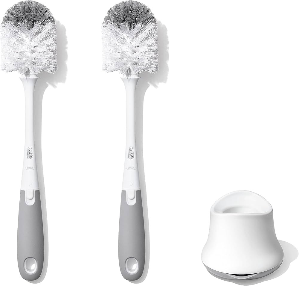 OXO Tot Bottle Brush with Nipple Cleaner and Stand – Gray, 2-Pack | Amazon (US)