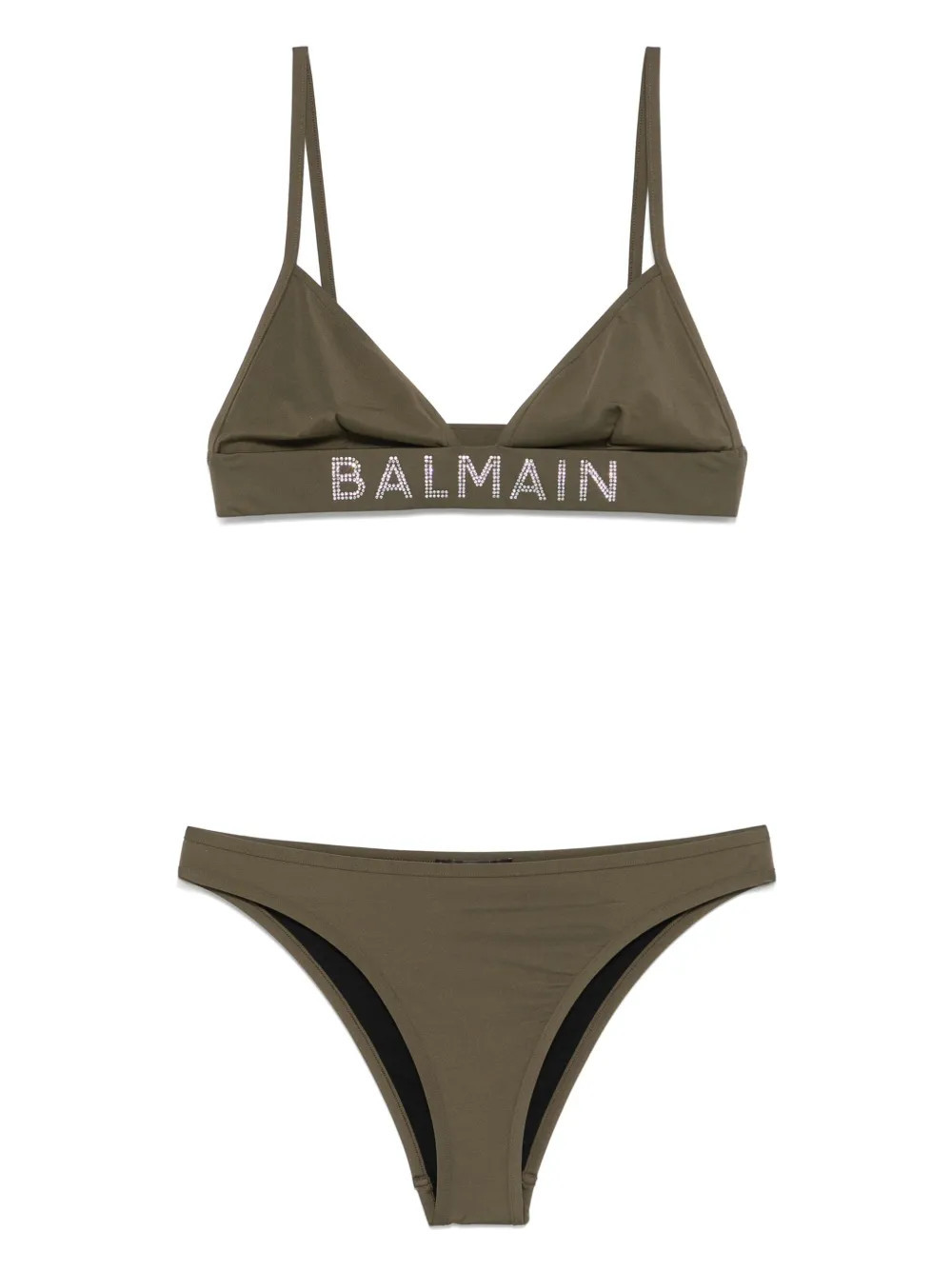 Balmain logo-appliqué bikini - Green | Farfetch Global