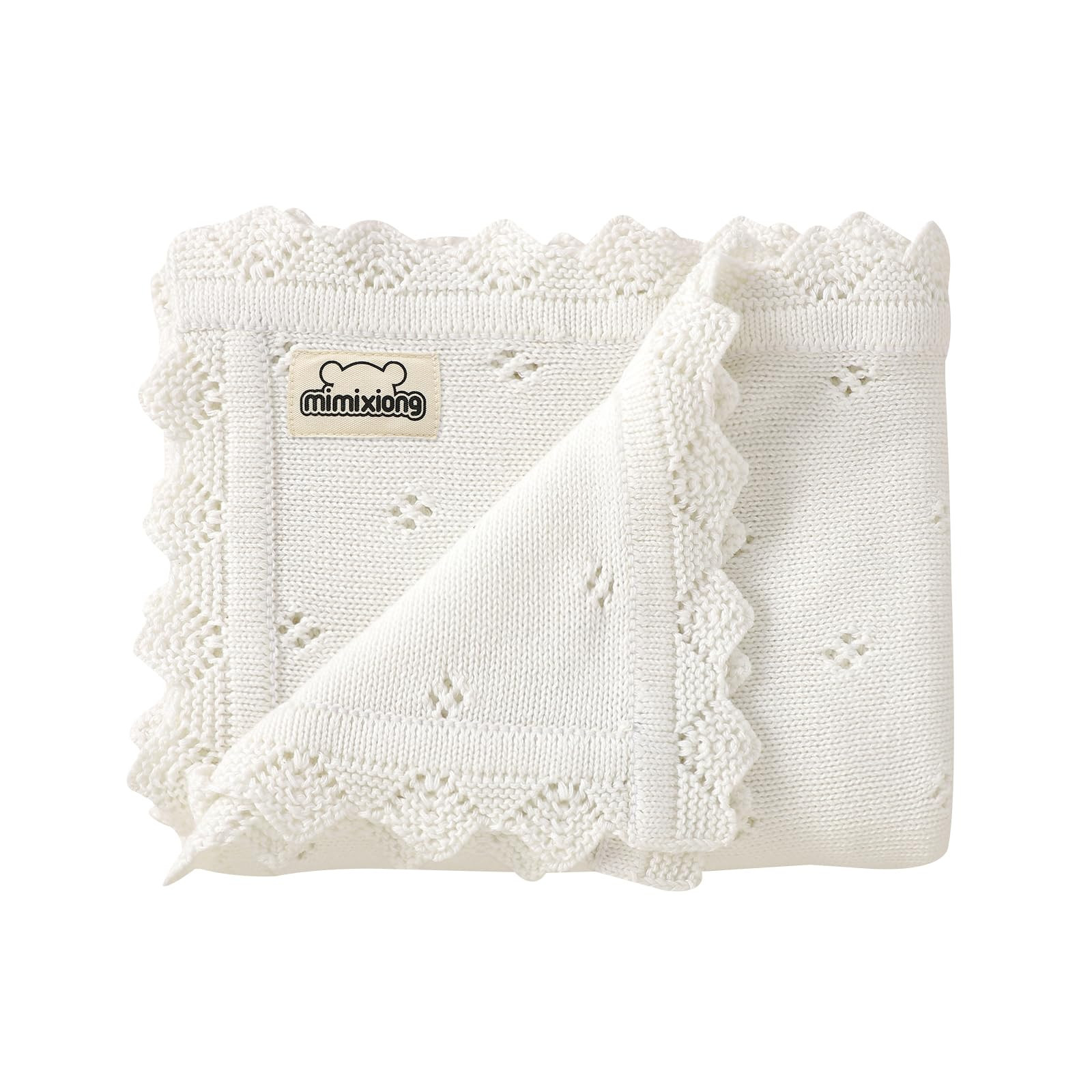 mimixiong Cotton Baby Blanket Knitted Crochet Receiving Crib Nursery Swaddling Blankets for Newbo... | Amazon (US)