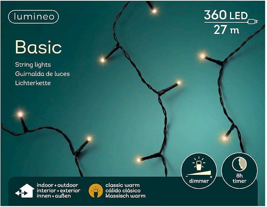 Lumineo Lichterkette Basic klassisch warm - 360 LED's - 27 Meter - schwarzes Kabel - Indoor & Out... | Amazon (DE)