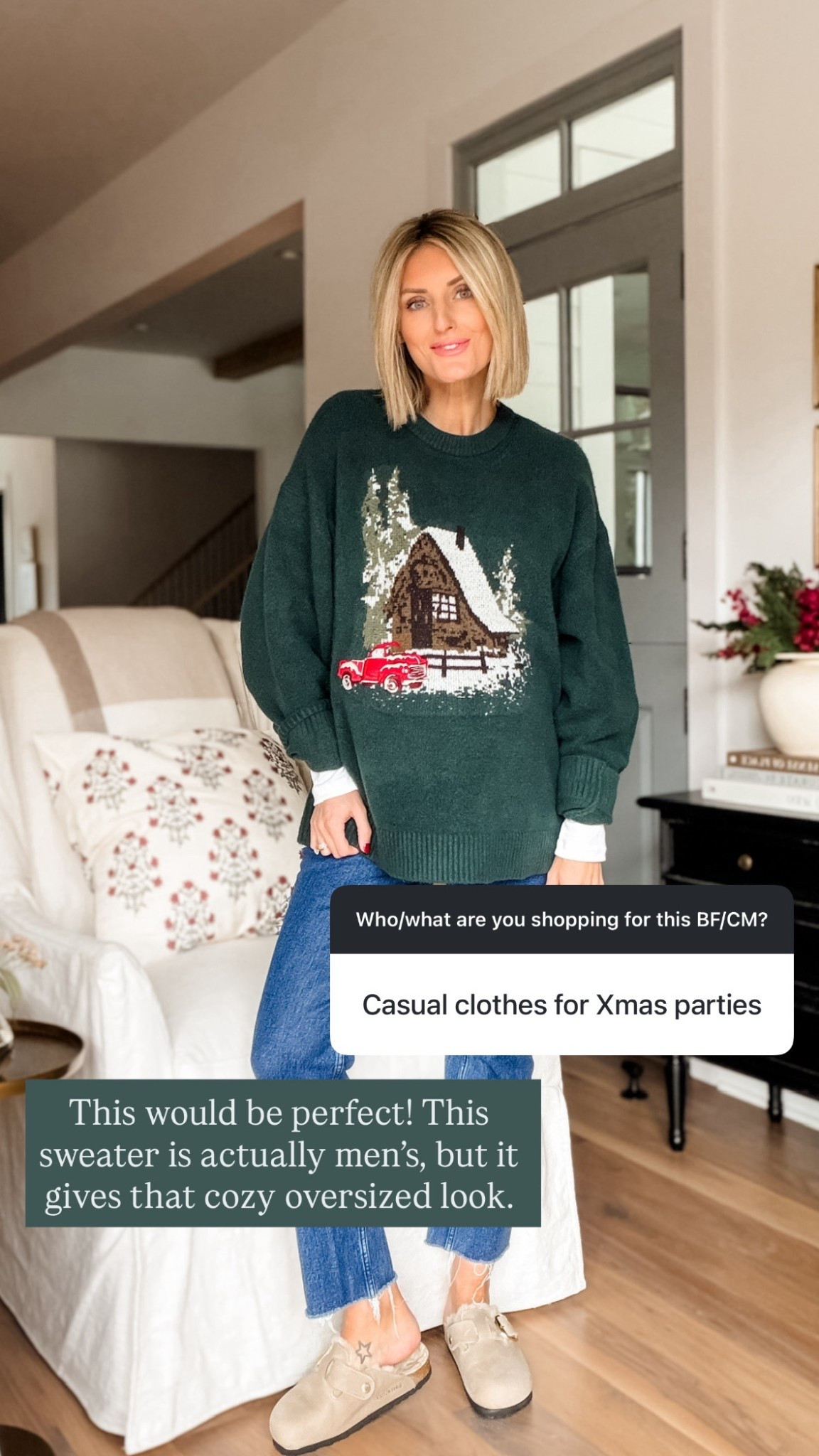 The perfect cute and cozy holiday outfit! I love the oversized fit on this one- wearing size M. Code AFLOVERLY gives you an extra 15% off! 

Cyber Monday deals, Black Friday deals, cozy Christmas outfits, casual holiday party look

#LTKHoliday #LTKCyberWeek #LTKGiftGuide