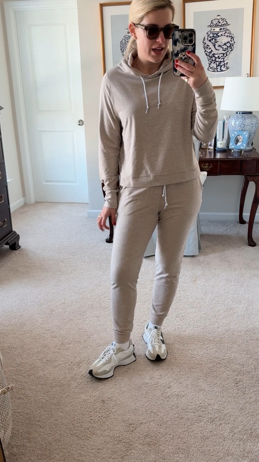 Wearing a medium in both top and bottom