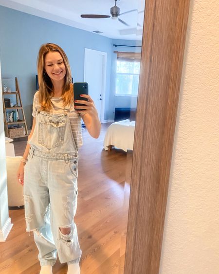 Overalls! I can’t believe I waited so long to embrace them. These ones are Hidden brand, I can’t find the direct link, but I posted ones very similar for half the price! These shoes were recommended by my best friend as the comfiest white shoes, she’s on her second pair. They didn’t disappoint! 

#LTKfindsunder100