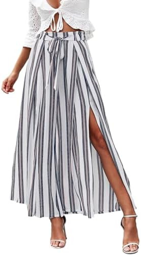 Simplee Women's Casual Split Wide Leg Pants High Waist Palazzo Flowy Beach Pants Summer Boho Loun... | Amazon (US)