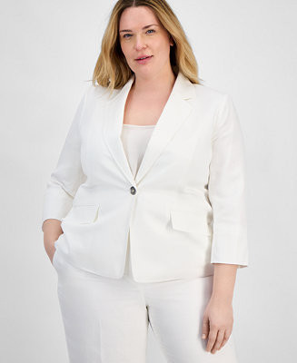 Plus Size Linen-Blend Blazer | Macy's
