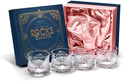 Amazon.com | GLASSIQUE CADEAU Vintage Art Deco 1920s Lowball Cocktail Glasses | Set of 4 | 9 oz C... | Amazon (US)