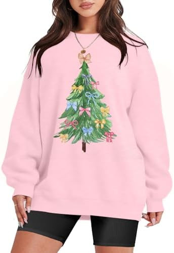 VILOVE Christmas Sweatshirt for Women Funny Christmas Tree Christian Shirt Crewneck Long Sleeve X... | Amazon (US)