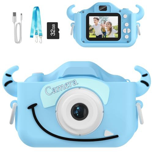 Kids Camera Toys for Kids, Digital Camera for Kids Age 3-8 Toddler Travel Toys, Birthday Gift for Boys Girls 3 4 5 6 7 8 Year Old Christmas, HD 1080P Video Camera, 32G SD Card Included (SkyBlue) | Amazon (US)