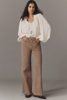 PAIGE Anessa Raw-Hem High-Rise Wide-Leg Jeans | Anthropologie (US)
