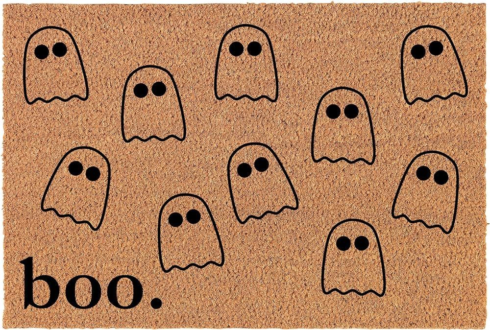 Welcome Doormat Natural Coco Coir Door Mat Boo Ghosts Full Halloween Funny (30" x 18") | Amazon (US)