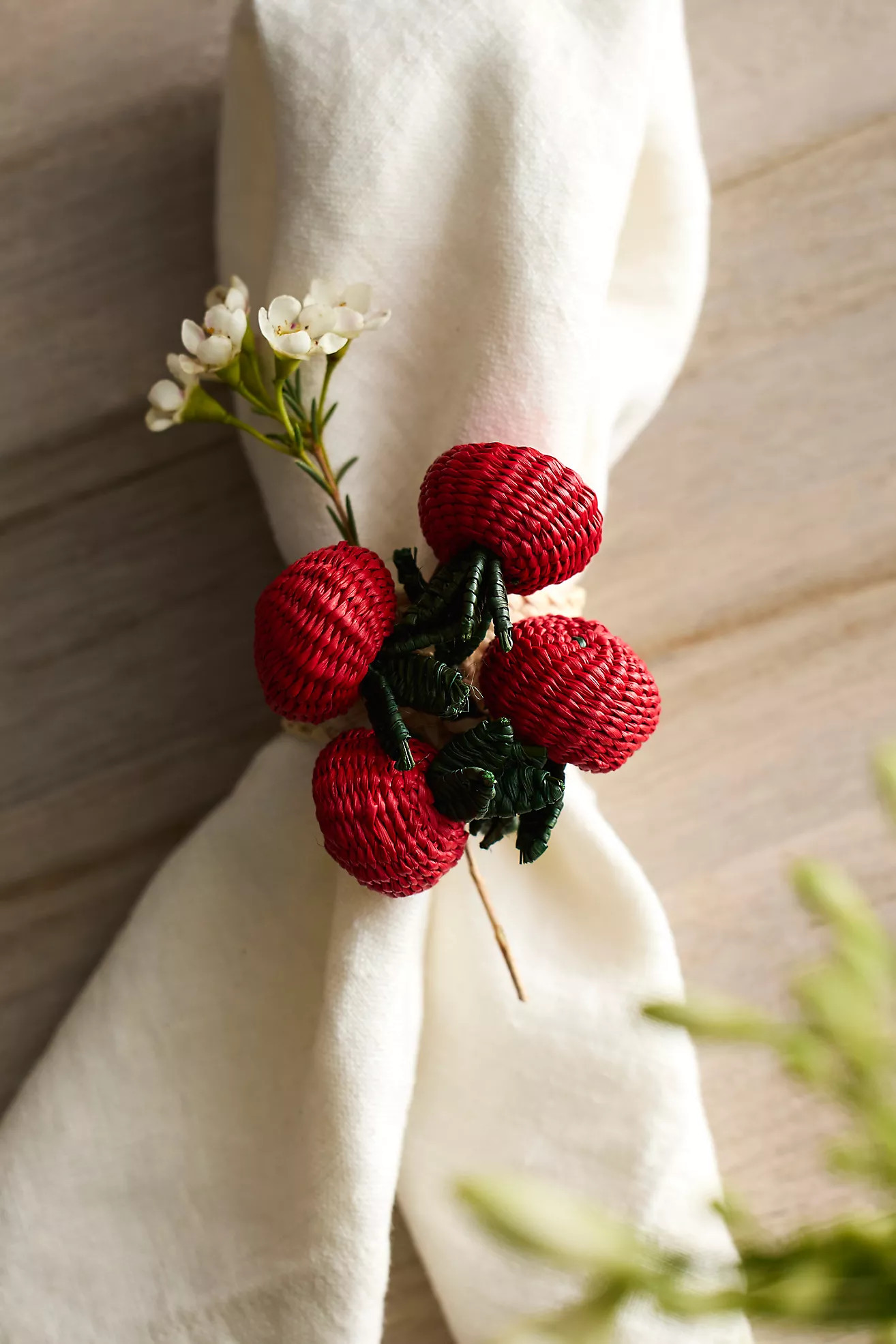 Tomato Woven Palm Napkin Rings, Set of 4 | Anthropologie (US)