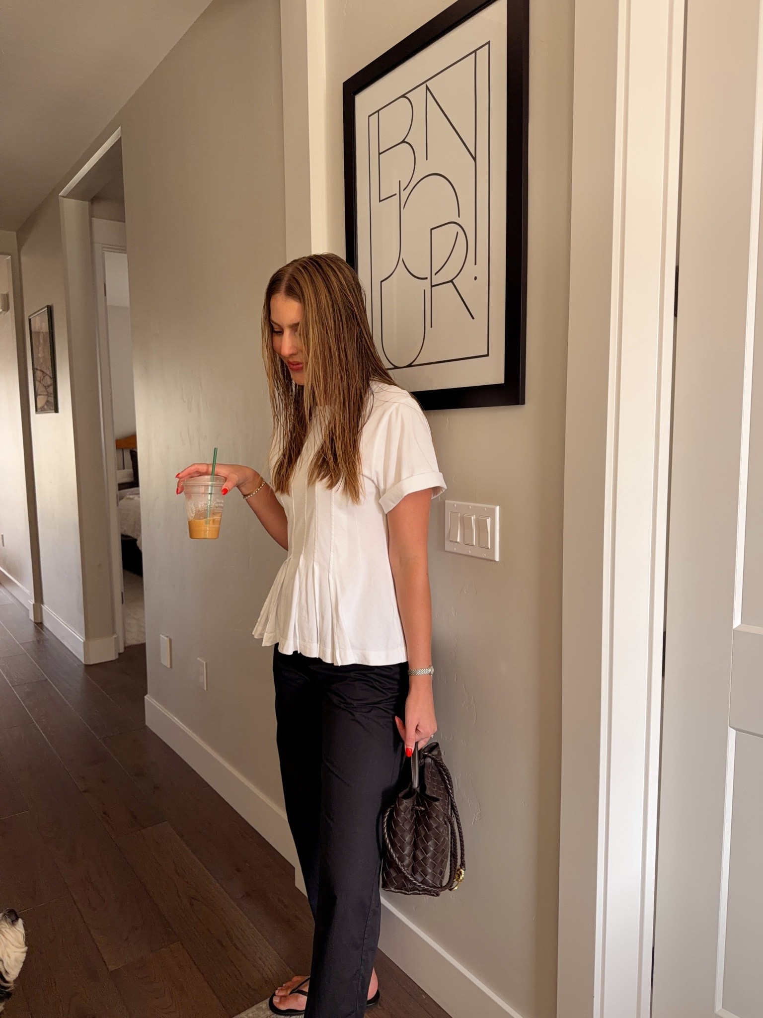 Pleated top, black cotton pants (small), summer outfit

#LTKTall #LTKootd