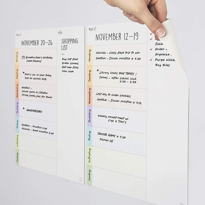 mcSquares Stickies Bright Dry-Erase Weekly Planner 2 Pack with Tackie Marker - Sticks to Stainles... | Amazon (US)