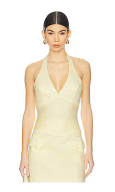 Bardot Paola Halter Linen Top in Canary Yellow from Revolve.com | Revolve Clothing (Global)