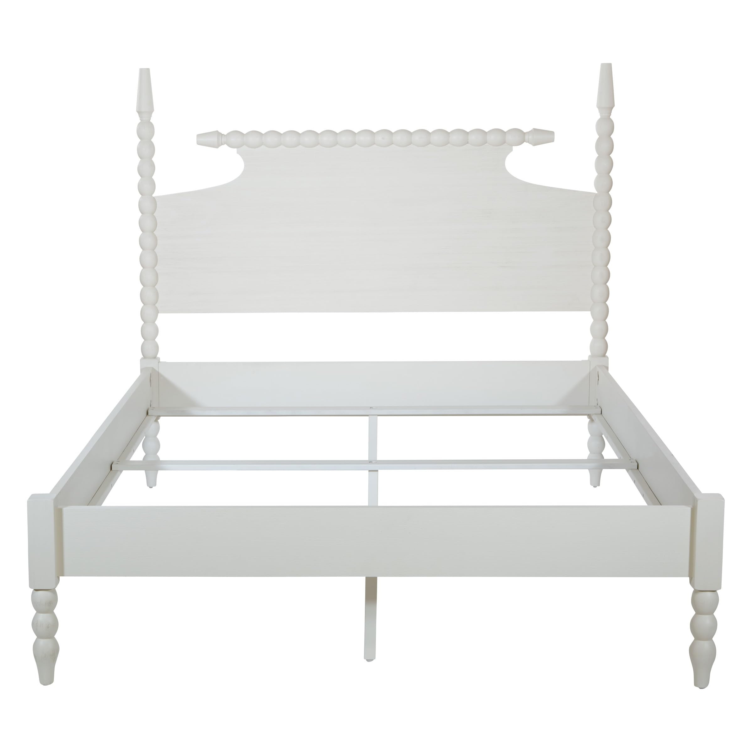 OSP Home Furnishings Spindle Design Cottage Style Bed Frame with Headboard, Footboard, Side Panels and Slats, 87.25 x 63.5 inches, Sandcastle Antique White Finish, Queen Size | Amazon (US)