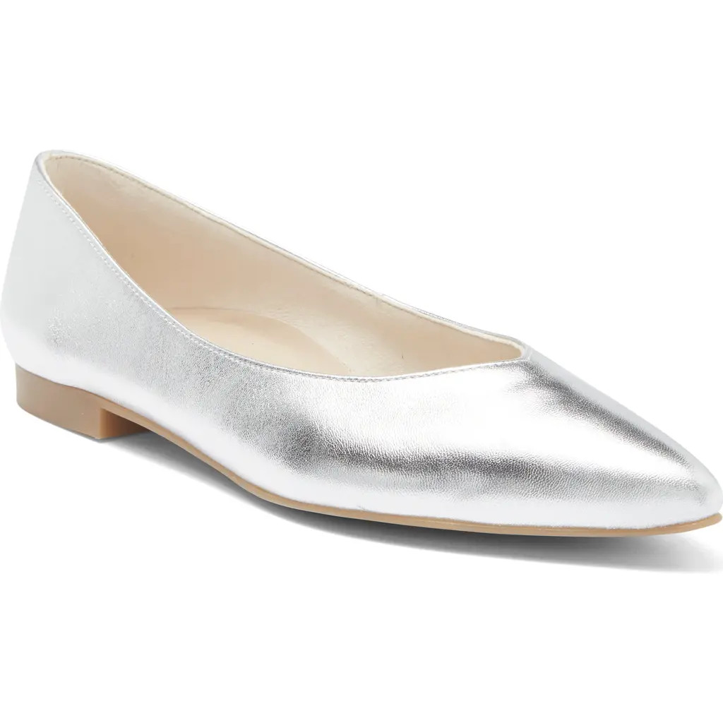Paul Green Tia Pointed Flat in Aluminum Metallic Nappa at Nordstrom, Size 5.5Us | Nordstrom