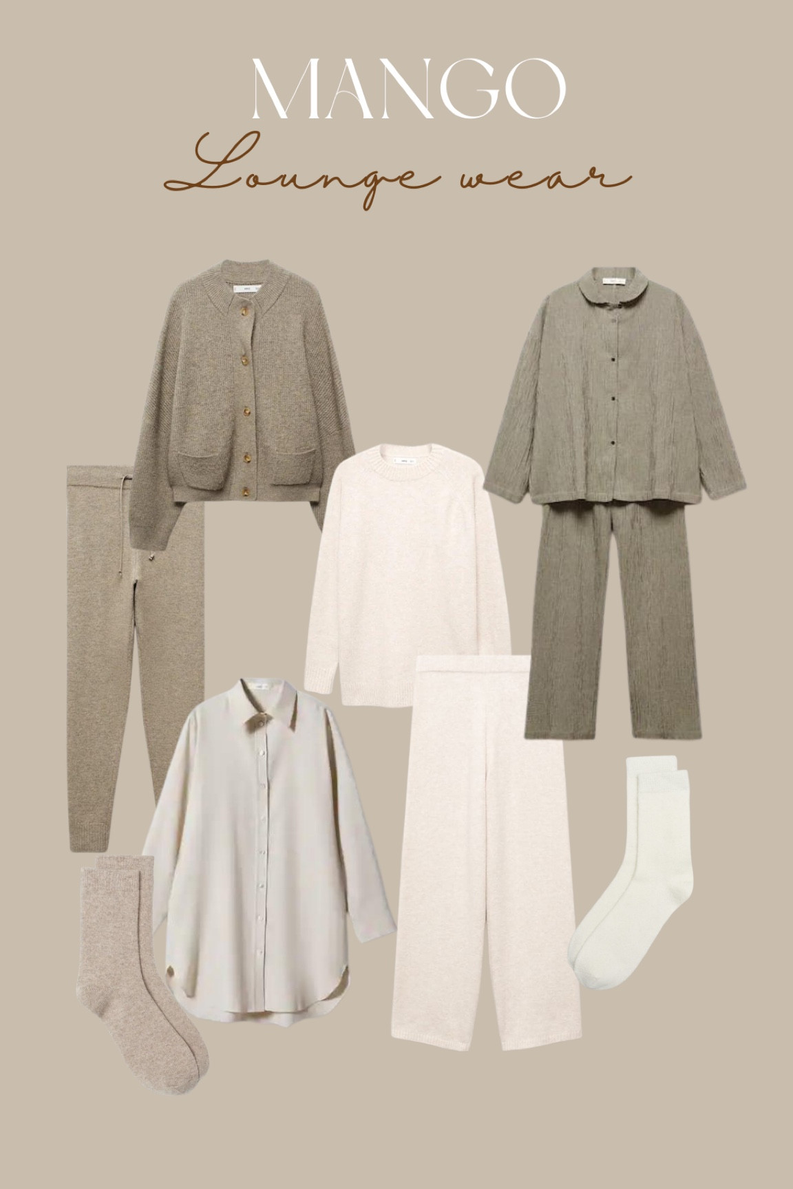 Mango loungewear sets 🙌🏼 Now with discount! Beige loungewear, green loungewear, white wool socks, linen pyjama dress

#LTKCyberWeek #LTKCyberSaleNL #LTKSeasonal