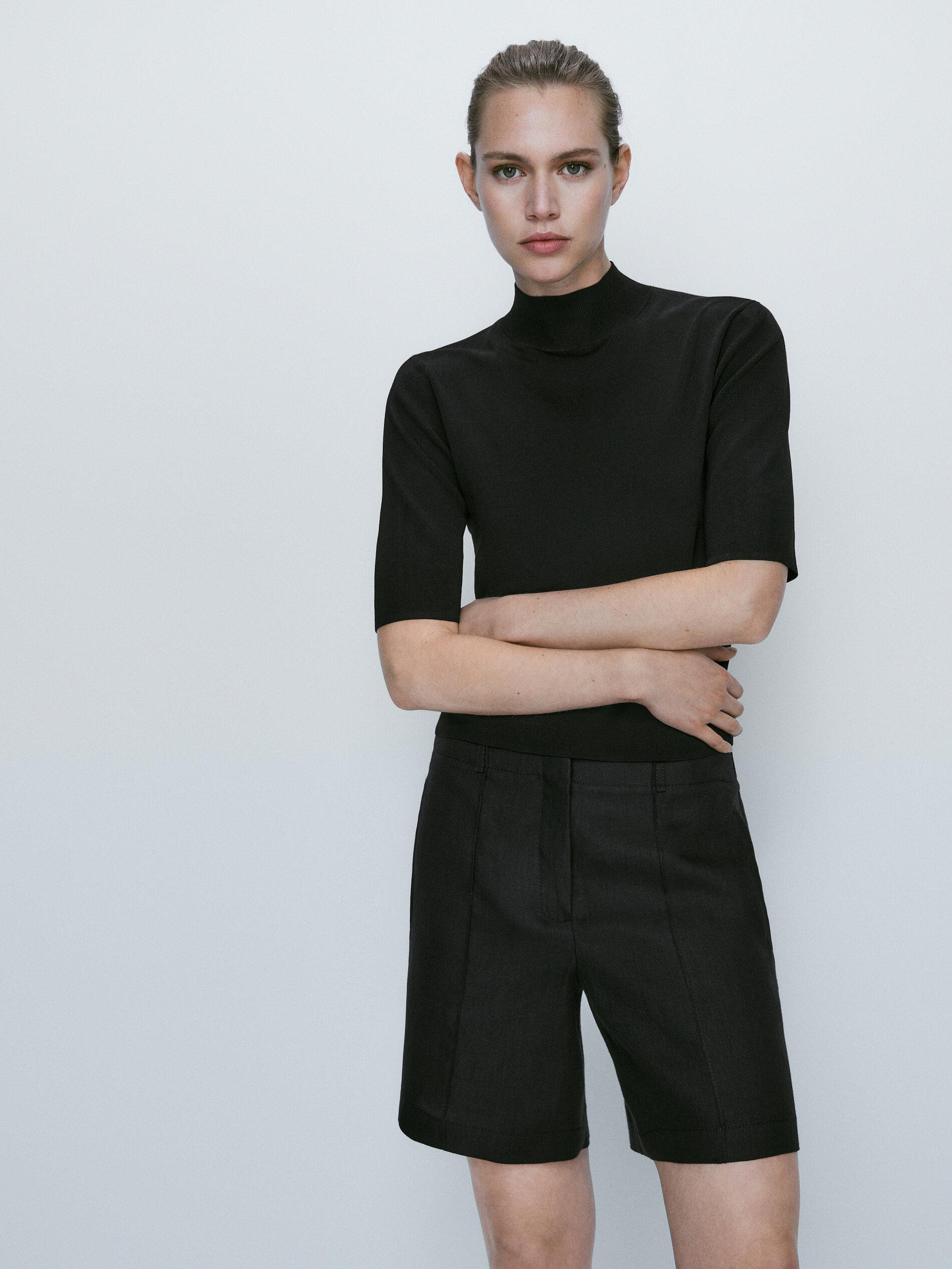 Linen Bermuda shorts with seams | Massimo Dutti US