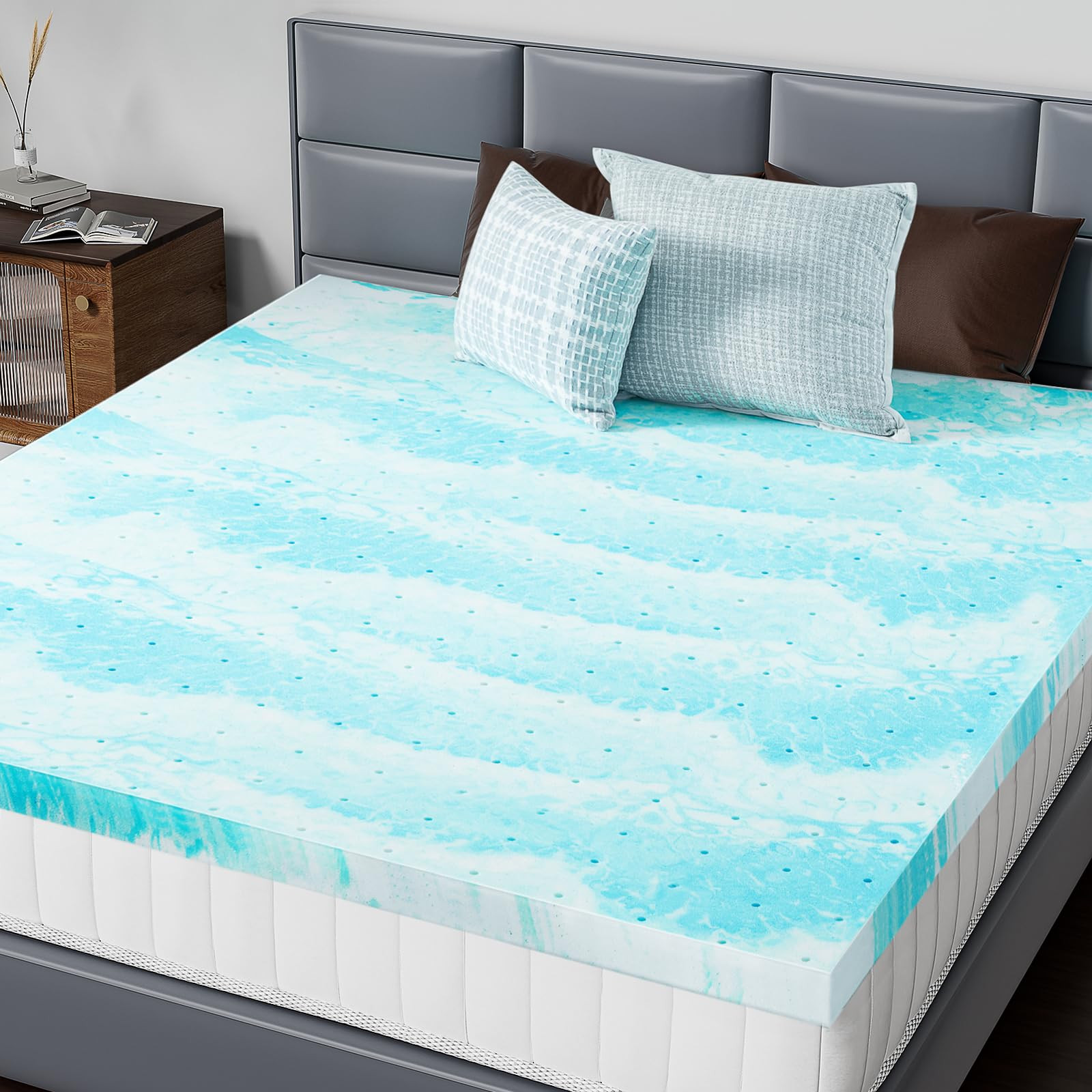 Memory Foam Mattress Topper Queen, 2 Inch Thick Gel Infused Bed Toppers for Queen Size Bed, Soft ... | Amazon (US)