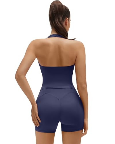 SUUKSESS Women 2 Piece Workout Sets Halter Neck Padded Yoga Tank Tops High Waisted Biker Shorts w... | Amazon (US)